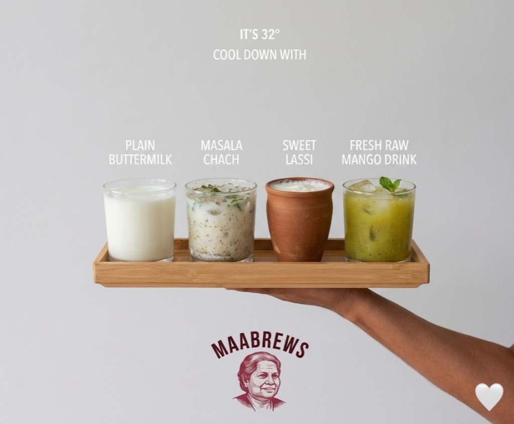 Maa's handcrafted drinks on a tray